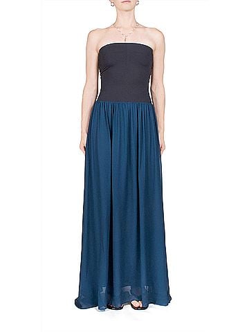 Ciao Lucia Giselle Chiffon And Jersey Maxi Dress in Ink (view 2)