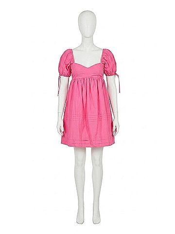 English Factory Pleat Detail Puff Sleeve Dress in Pink (view 1)