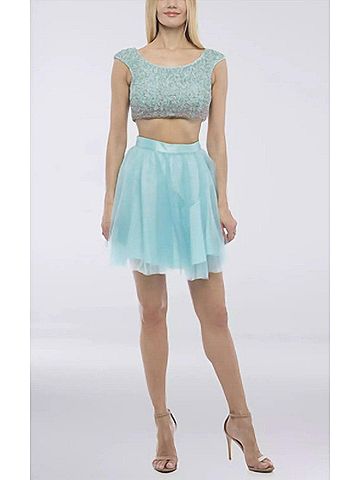 Terani Couture 2Pc Skirt With Beaded Top in Mint (view 2)