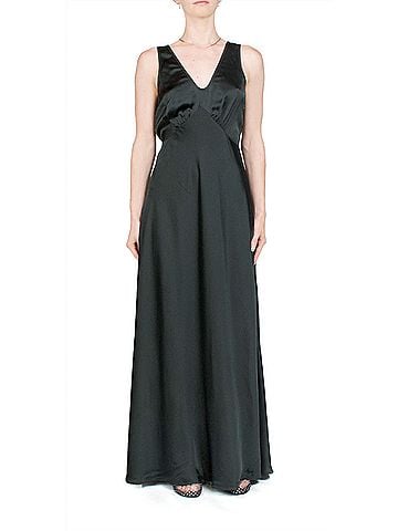 Ciao Lucia Reine Satin Maxi Dress in Black (view 2)