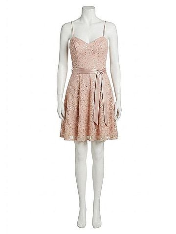 MoriLee by Madeline Gardner Beaded Lace Bridesmaid Cocktail Dress in Blush (view 1)
