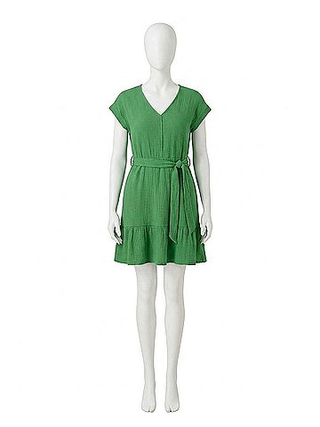 Tribal Gauze Ruffle Dress - Plus in Greensea (view 1)