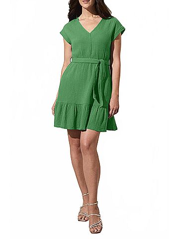Tribal Gauze Ruffle Dress - Plus in Greensea (view 2)
