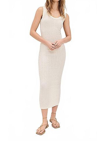Enza Costa Puckered Tank Dress in Vanilla (view 2)