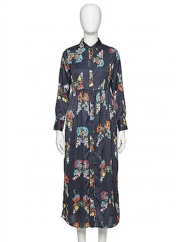 Vilagallo Amira Mariposa Floral Dress in Navy Floral (view 1)