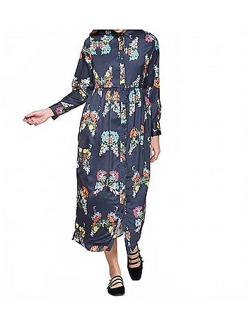 Vilagallo Amira Mariposa Floral Dress in Navy Floral (view 2)