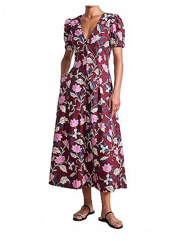 Apiece Apart Dia Maxi Dress in Essa Floral Merlot (view 2)