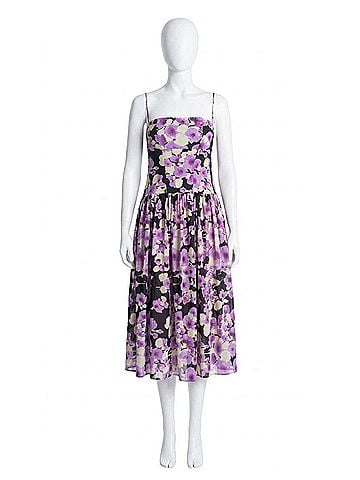 Karina Grimaldi Truman Print Midi Dress in Black Floral (view 1)
