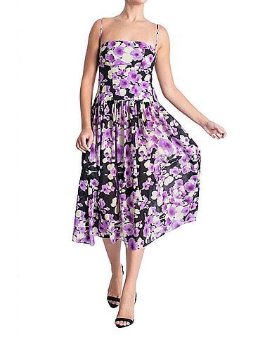 Karina Grimaldi Truman Print Midi Dress in Black Floral (view 2)