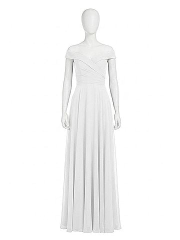 MoriLee by Madeline Gardner Chiffon Drop Shoulder Dress in Ivory (view 1)