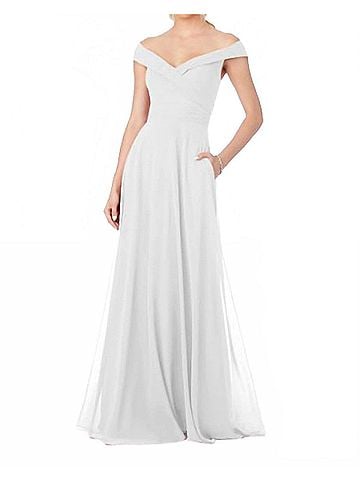 MoriLee by Madeline Gardner Chiffon Drop Shoulder Dress in Ivory (view 2)