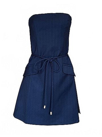 Karina Grimaldi Women's Randia Striped Mini Dress in Navy Pinstripe (view 2)