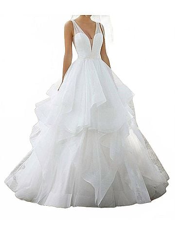 MoriLee by Madeline Gardner Stella Draped Wedding Gown in Ivory (view 2)