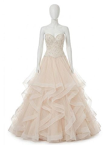 MoriLee by Madeline Gardner Marcia Crystal Beaded Gown in Ivory/Champagne (view 1)