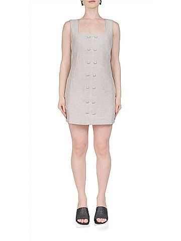 Ciao Lucia Virginie Dress Oatmeal Linen in Oatmeal (view 2)
