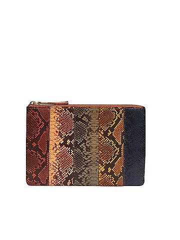 Madewell The Leather Pouch Clutch: Colorblock Snake Embossed Edition Clutch (view 1)