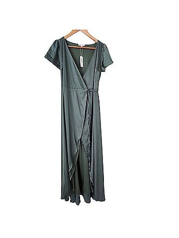 Baltic Born Satin Wrap Gown Cocktail Dress (view 1)
