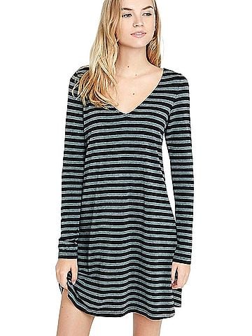 Express Express Black & Gray Dress  Casual Dress (view 1)