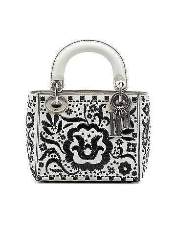 Dior Mini Calfskin Flower Embroidered Lady Dior (view 1)