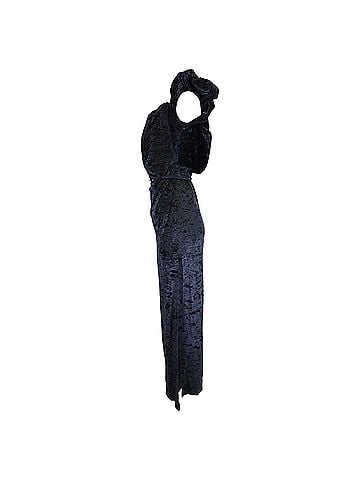 Jacquemus Jacquemus La robe Velours LE CHOUCHOU Long Asymetric Draped Dress in Navy Blue Velvet (view 2)