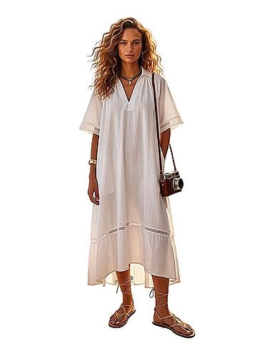 Madewell Poplin Splitneck Midi Shirtdress Casual Dress (view 1)