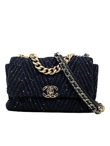 Chanel Large Chevron Tweed Sequin 19 Flap (view 1)