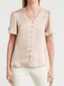 Pleione 100% Polyester Graphic Pink White Short Sleeve Blouse Size M - photo 4