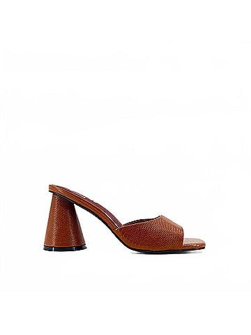 Shu Shop Women's Enya Block Heel in Brown Lizard (view 1)