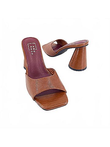 Shu Shop Women's Enya Block Heel in Brown Lizard (view 2)