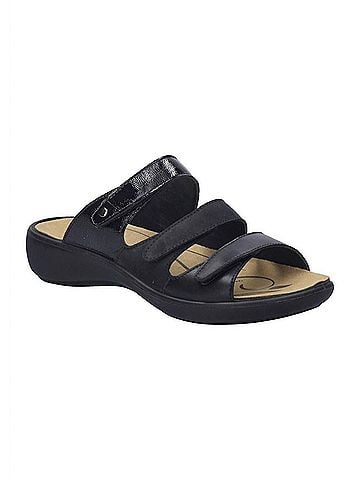 Romika Women's Ibiza 10 Leather Slip-On Sandals in Black (view 1)