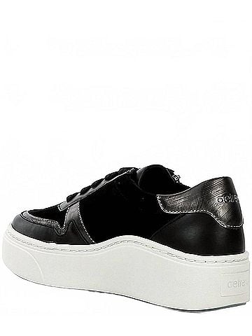 Aetrex Women's Leigh Suede Side Zip Platform Sneakers in Black (view 2)