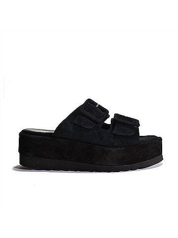 Cordani Women's Karson 2 Platform Slide Sandal in Black Suede (view 1)