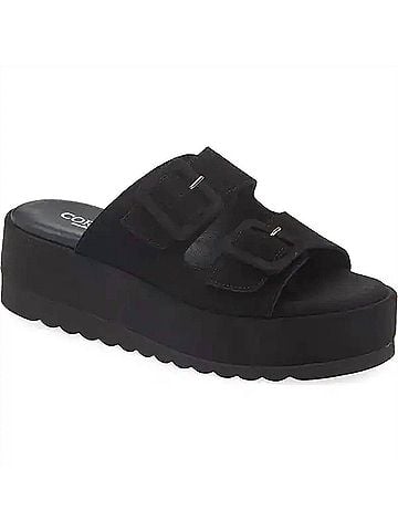 Cordani Women's Karson 2 Platform Slide Sandal in Black Suede (view 2)