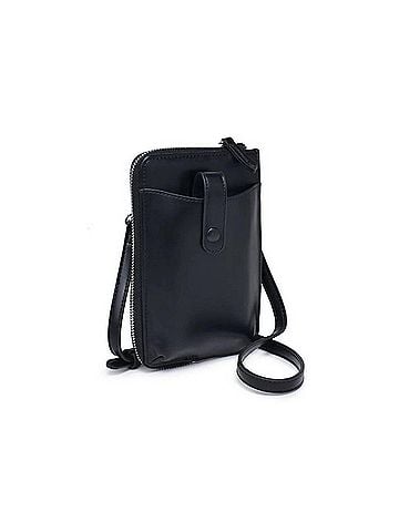 Urban Expressions Women's Carol Cell Phone Wallet Crossbody in Black Vegan Leather (view 1)