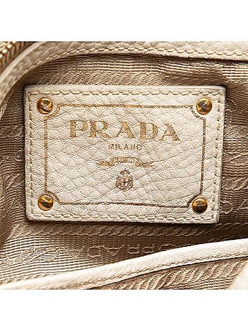 Prada Vitello Daino Trimmed Canvas Canapa Logo Satchel (view 2)