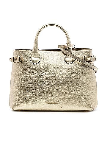 Burberry Medium Metallic Leather and House Check Banner Satchel (view 1)