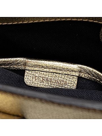 Burberry Medium Metallic Leather and House Check Banner Satchel (view 2)
