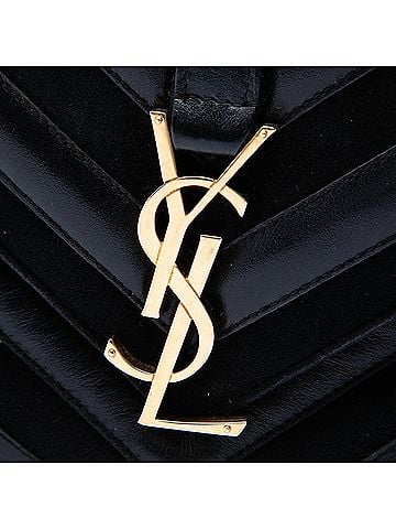 Saint Laurent Medium Calfskin and Suede Chevron Monogram College Satchel (view 2)