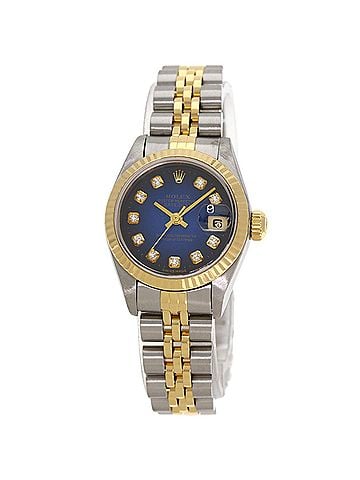 Rolex Rolex 69173G Datejust 10P Diamond Blue Gradient Watch in Stainless Steel SSx18KYG (18KYG) for Women (view 1)