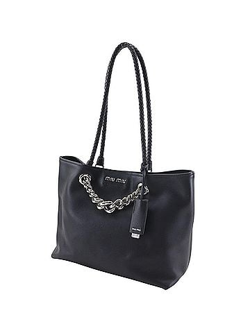 Miu Miu Miu Miu Miu Chain Tote Bag, Calfskin, Black, A4 Size, Women's (view 2)