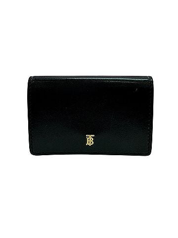 Burberry BURBERRY Compact Wallet, Double Snap Closure, TB Logo, Tri-fold Black (view 1)