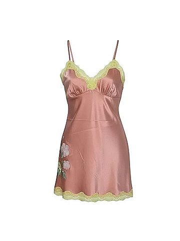 Gold Hawk Silk Embroidered Chemise Tank Top (view 1)