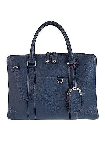 Bvlgari BVLGARI Bulgari Man Navy Silver Hardware Leather Business Bag Briefcase for Men MM-L16-39441 (view 1)