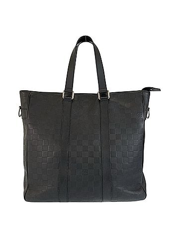 Louis Vuitton LOUIS VUITTON Damier Infini Tadao PM Onyx Black Silver Hardware Leather N41269 Tote Bag Business Men's (view 1)