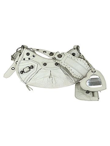 Balenciaga BALENCIAGA Le Cagole XS White Leather Shoulder Bag with Silver Hardware (671309) - Women's (view 1)