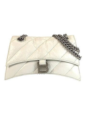 Balenciaga BALENCIAGA Hourglass Crush Chain Bag, White, Silver Hardware, Leather, 716351, Shoulder Women's (view 1)