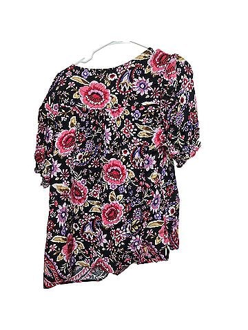 Cynthia Rowley Floral Puff Sleeve Peasant Short Sleeve Blouse (view 2)