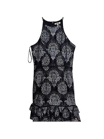 Minuet Navy Lace Ruffle Mini Dress Casual Dress (view 2)
