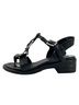 A.S.98 100% Leather Black Silver Sandals Size EU 39 - photo 5