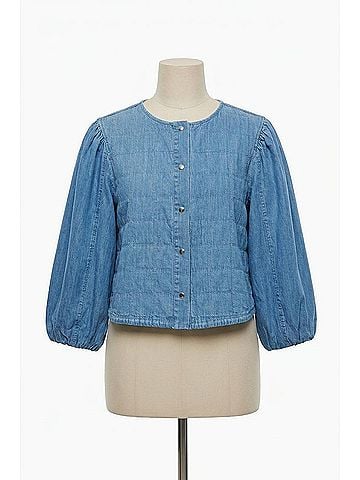 Melissa Nepton Kitty Denim Jacket in Bleached Denim (view 1)
